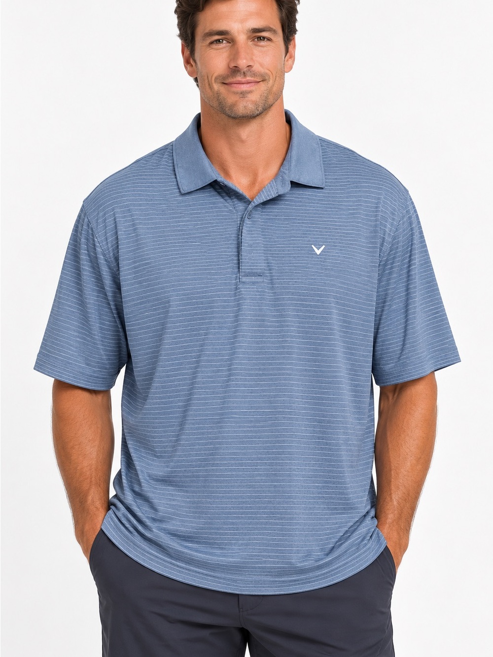 Callaway Men’s XXL Opti-Dri Golf Polo Blue Micro Stripe Performance 2XL
